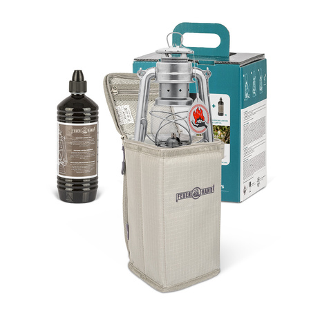 Lampa naftowa Feuerhand - Zestaw prezentowy z paliwem i torbą - Cynk